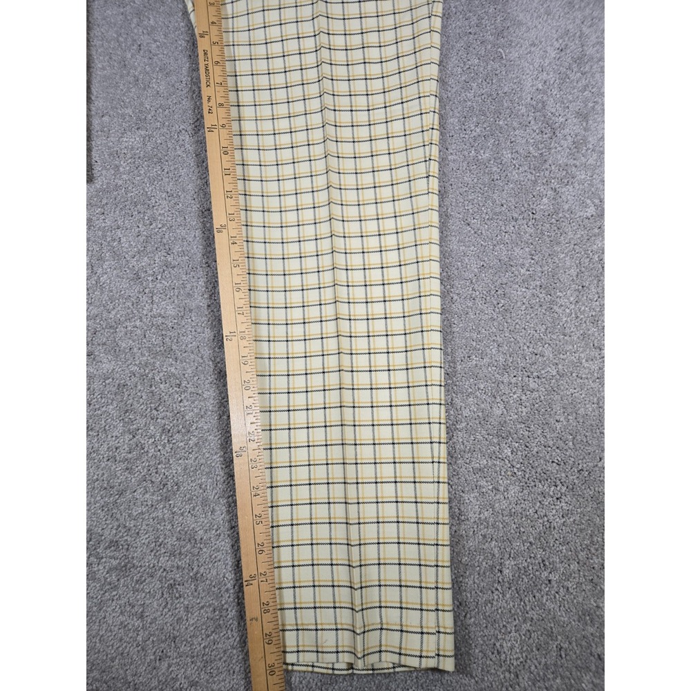 Vintage 70s Koraton Men's Plaid Yellow White Retro Perm Press Never Iron Pants - Picture 5 of 9